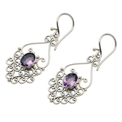 Alternate image for Hand Crafted Sterling Silver and Amethyst Earrings Bali Dynasty