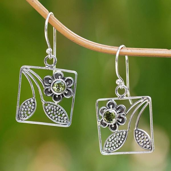 Alternate image for Handcrafted Indonesian Sterling Silver Dangle Earrings Bali Daisy