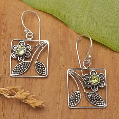 Alternate image for Handcrafted Indonesian Sterling Silver Dangle Earrings Bali Daisy