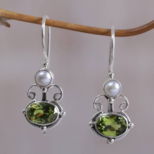 Alternate image for Peridot Sterling Silver Drop Earrings Sunrise Spirit