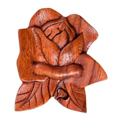 Alternate image for Decorative Wood Puzzle Box with Lotus Motif Lotus Secret
