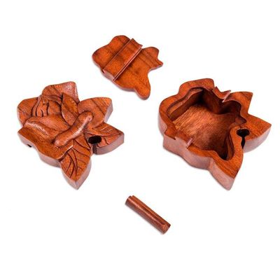 Alternate image for Decorative Wood Puzzle Box with Lotus Motif Lotus Secret