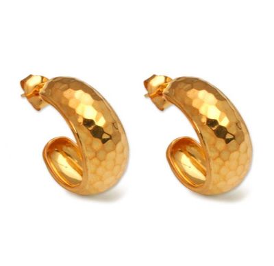 Primary image for Balinese Gold Plated 925 Half Hoop Silver Earrings Radiant Shine
