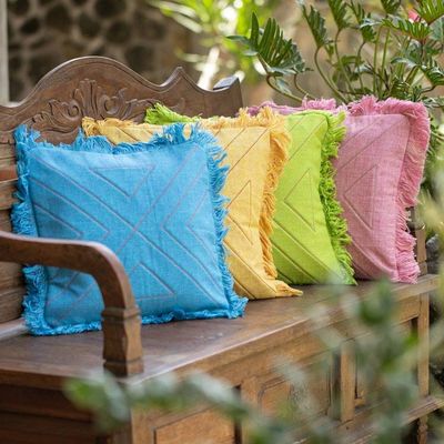 Primary image for Triangle Pattern 100 Cotton Cushion Cover Set of 4 Triangle in Pastels