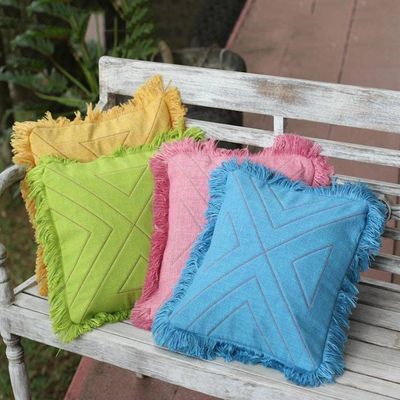 Alternate image for Triangle Pattern 100 Cotton Cushion Cover Set of 4 Triangle in Pastels
