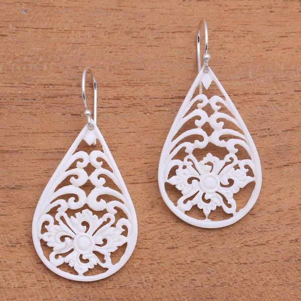 Alternate image for Bone Dangle Earrings with Intricate Openwork from Bali Bali Pride