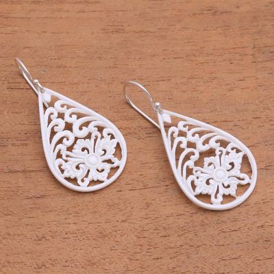 Alternate image for Bone Dangle Earrings with Intricate Openwork from Bali Bali Pride