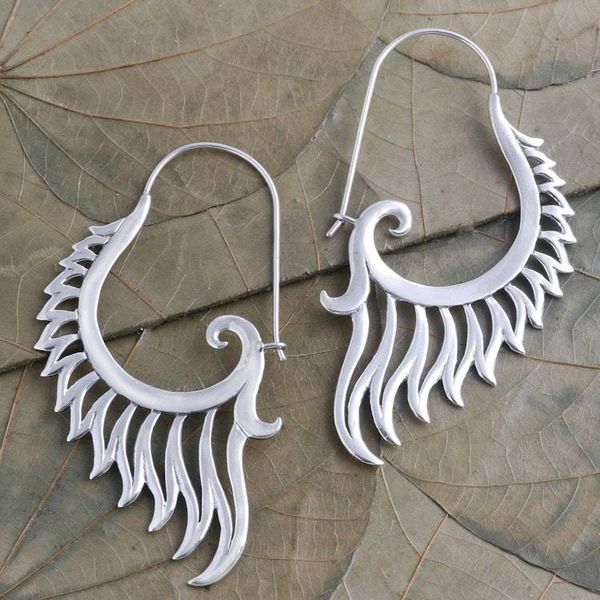 Alternate image for Hand Made Sterling Silver Drop Earrings Spirit Fire