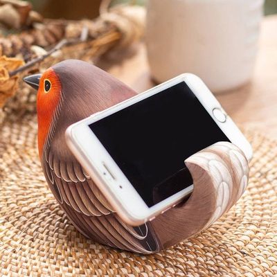 Alternate image for Wood Bird Cell Phone Stand Carved and Painted by Hand Robins Call