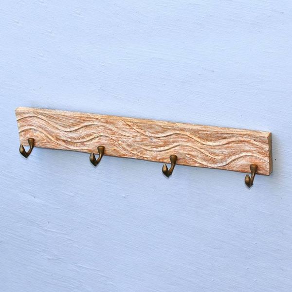 Alternate image for Whitewashed Wood Coat or Key Rack with Dolphin Hooks Dolphin Beach