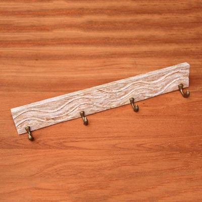 Alternate image for Whitewashed Wood Coat or Key Rack with Dolphin Hooks Dolphin Beach