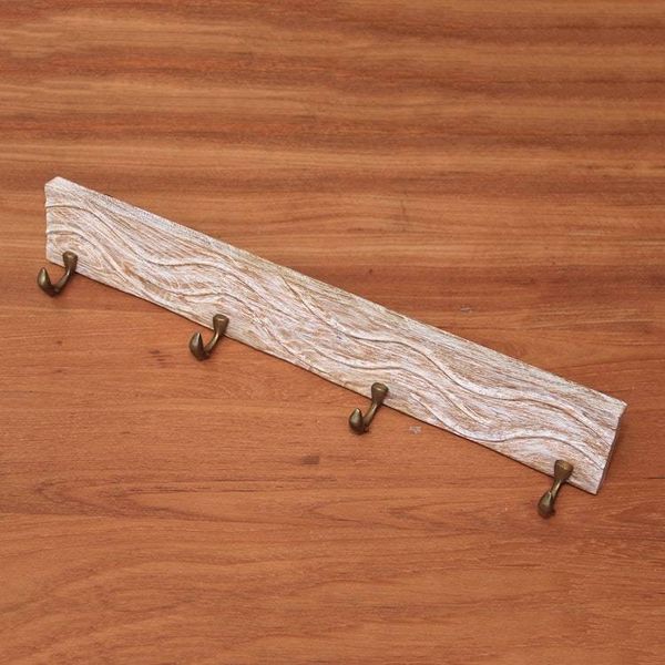 Alternate image for Whitewashed Wood Coat or Key Rack with Dolphin Hooks Dolphin Beach