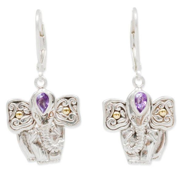 Alternate image for Hand Made Amethyst Elephant Dangle Earrings from Indonesia Indonesian Elephant