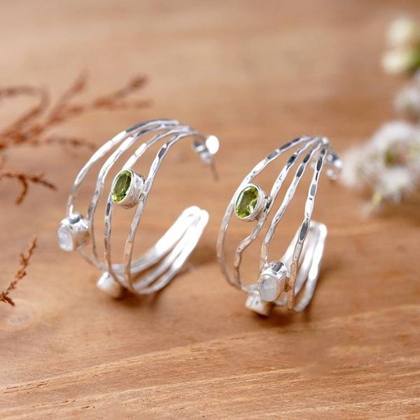 Alternate image for Multigemstone and Sterling Silver Half-Hoop Earrings Brilliant Majesty