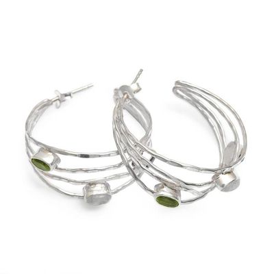 Alternate image for Multigemstone and Sterling Silver Half-Hoop Earrings Brilliant Majesty
