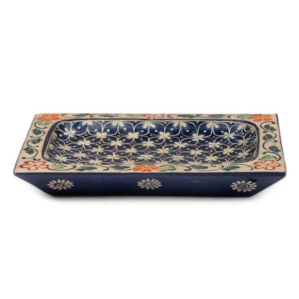 Alternate image for Handmade Clover Patterned Midnight Blue Pule Wood Catchall Nocturnal Clover
