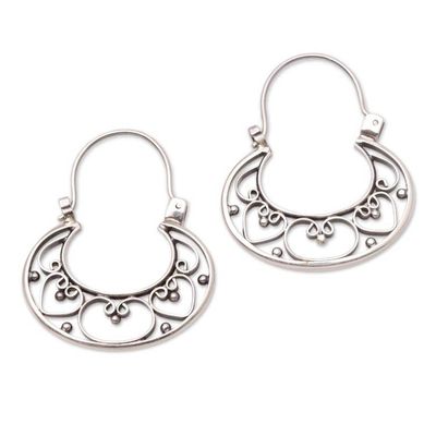 Alternate image for Sterling Silver Hoop Earrings Our Three Hearts