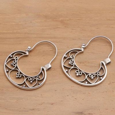 Alternate image for Sterling Silver Hoop Earrings Our Three Hearts