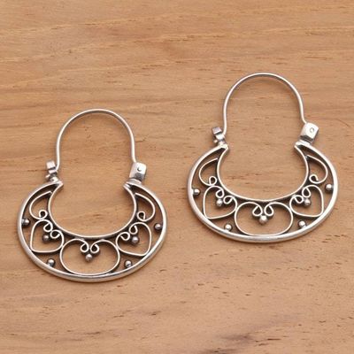 Alternate image for Sterling Silver Hoop Earrings Our Three Hearts