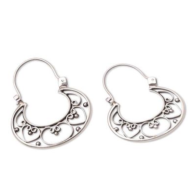 Alternate image for Sterling Silver Hoop Earrings Our Three Hearts