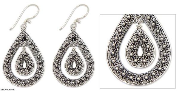 Alternate image for Sterling silver dangle earrings Blossoming Starlight
