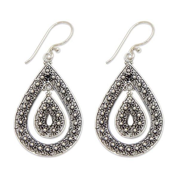 Alternate image for Sterling silver dangle earrings Blossoming Starlight