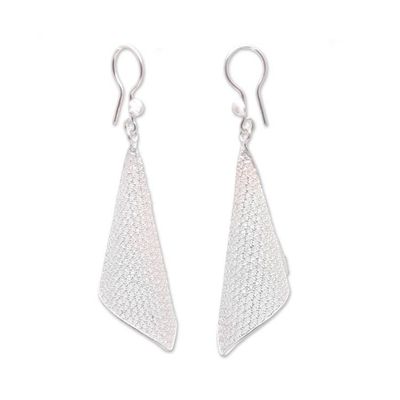 Alternate image for Sterling Silver Filigree Trumpet Dangle Earrings Trumpet Leaf