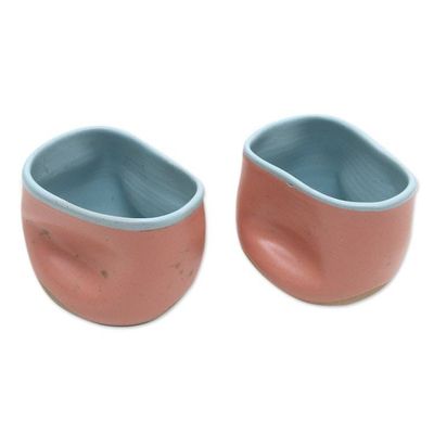 Alternate image for Artisan Crafted Teacups from Java Pair Pink Squeeze