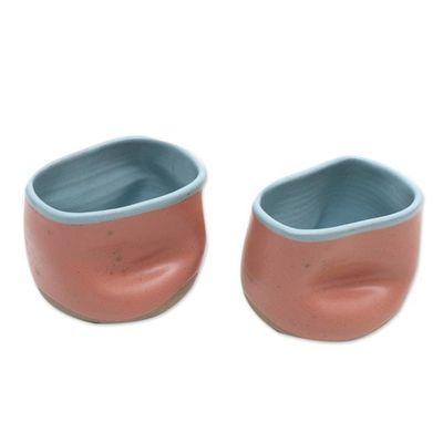 Alternate image for Artisan Crafted Teacups from Java Pair Pink Squeeze