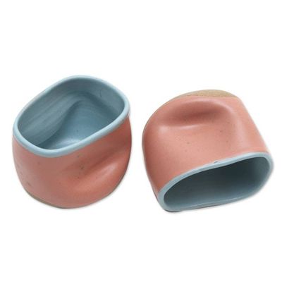 Alternate image for Artisan Crafted Teacups from Java Pair Pink Squeeze