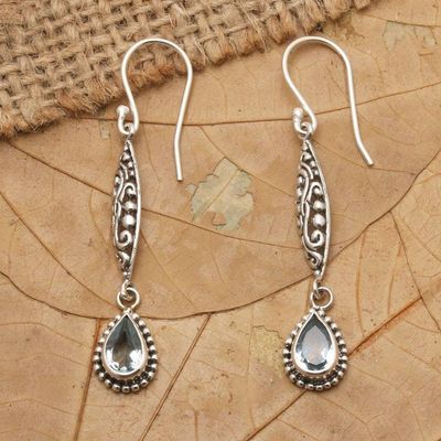 Primary image for Blue Topaz and Sterling Silver Dangle Earrings from Bali Blue Nirvana