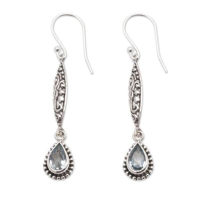 Alternate image for Blue Topaz and Sterling Silver Dangle Earrings from Bali Blue Nirvana