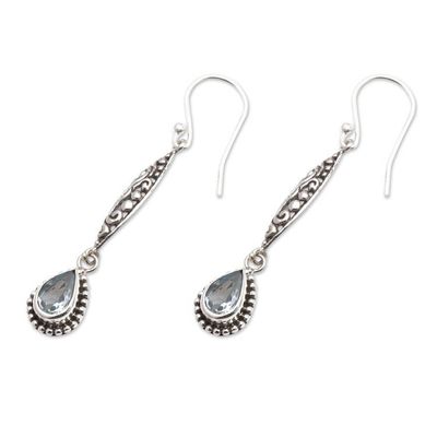 Alternate image for Blue Topaz and Sterling Silver Dangle Earrings from Bali Blue Nirvana