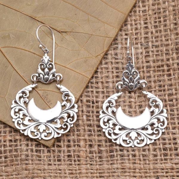 Alternate image for Vintage Style Sterling Silver Dangle Earrings Vintage Crescents