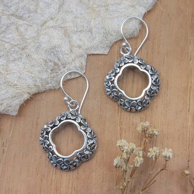 Primary image for Folk Art Floral Sterling Silver Dangle Earrings from Bali Spring Vestiges