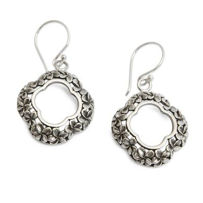 Alternate image for Folk Art Floral Sterling Silver Dangle Earrings from Bali Spring Vestiges