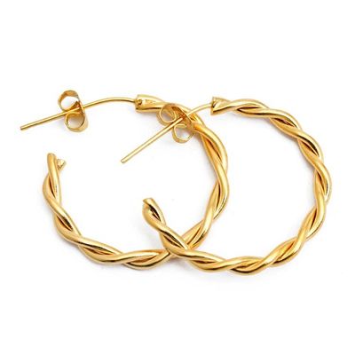Alternate image for High-Polished 18k Gold-Plated Rope-Shaped Half-Hoop Earrings Ropes of Victory