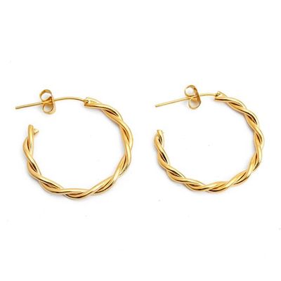 Alternate image for High-Polished 18k Gold-Plated Rope-Shaped Half-Hoop Earrings Ropes of Victory