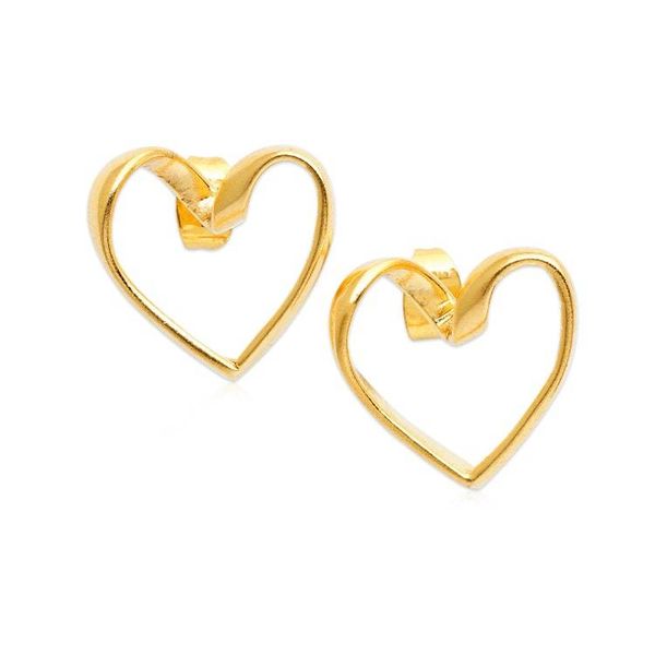 Alternate image for Romantic Heart-Shaped 18k Gold-Plated Brass Button Earrings My Gleaming Love
