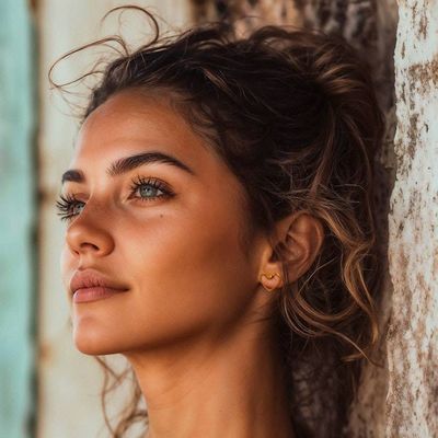 Alternate image for Romantic Heart-Shaped 18k Gold-Plated Brass Button Earrings My Gleaming Love