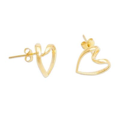 Alternate image for Romantic Heart-Shaped 18k Gold-Plated Brass Button Earrings My Gleaming Love