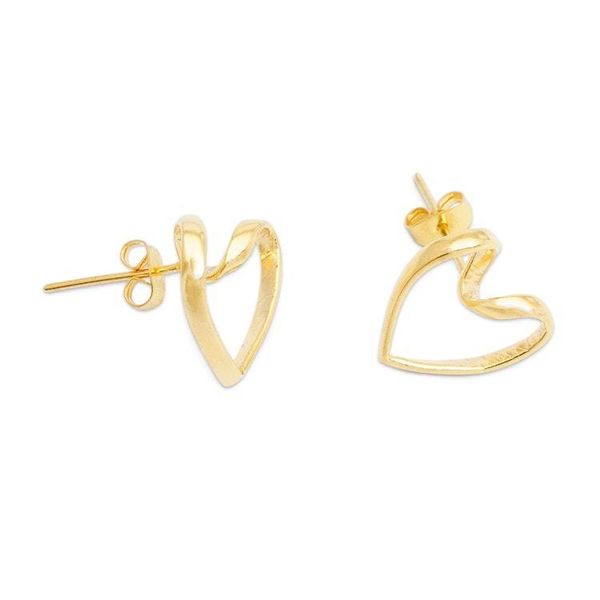 Alternate image for Romantic Heart-Shaped 18k Gold-Plated Brass Button Earrings My Gleaming Love