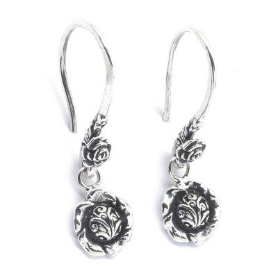 Alternate image for Floral-Themed Sterling Silver Dangle Earrings from Bali Blooming Flair