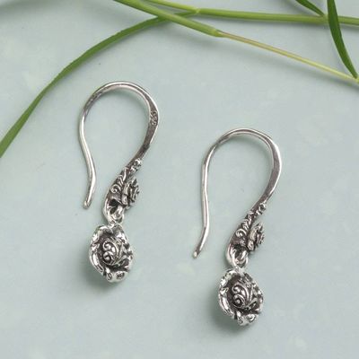 Alternate image for Floral-Themed Sterling Silver Dangle Earrings from Bali Blooming Flair