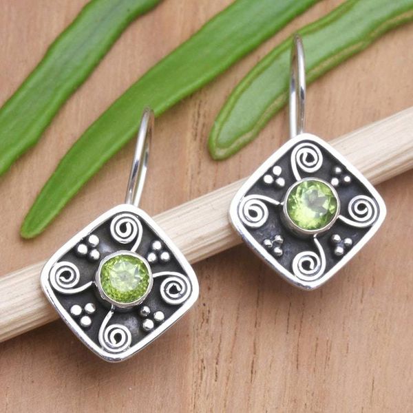 Alternate image for Handcrafted Peridot and Sterling Silver Drop Earrings Odysseys Edge in Green