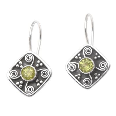 Alternate image for Handcrafted Peridot and Sterling Silver Drop Earrings Odysseys Edge in Green