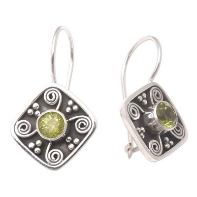 Alternate image for Handcrafted Peridot and Sterling Silver Drop Earrings Odysseys Edge in Green