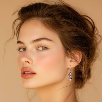 Alternate image for Blue Topaz Cultured Pearl Citrine Garnet and Silver Earrings Gemstone Glam