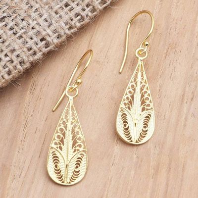 Primary image for Handmade Gold-Plated Dangle Earrings Heart Strings