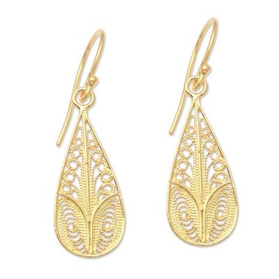 Alternate image for Handmade Gold-Plated Dangle Earrings Heart Strings